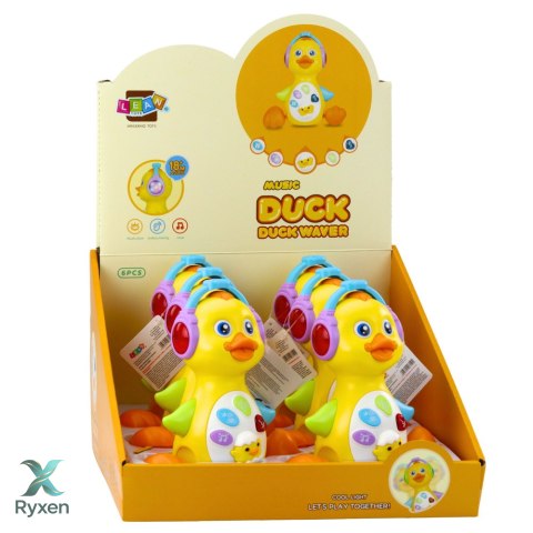 Interaktywna Kaczka Muzyczna Dla Malucha Porusza Się Świeci Żółta LEAN TOYS