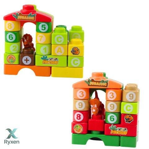 Klocki Konstrukcyjne Edukacyjne W Torbie Dinozaury Cyfry Litery 91 el. LEAN TOYS