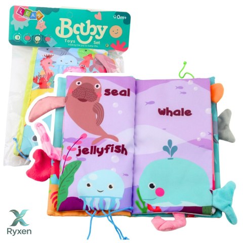 Miękka Książeczka Sensoryczna Zwierzęta Morskie Szeleszcząca Piszczałka LEAN TOYS