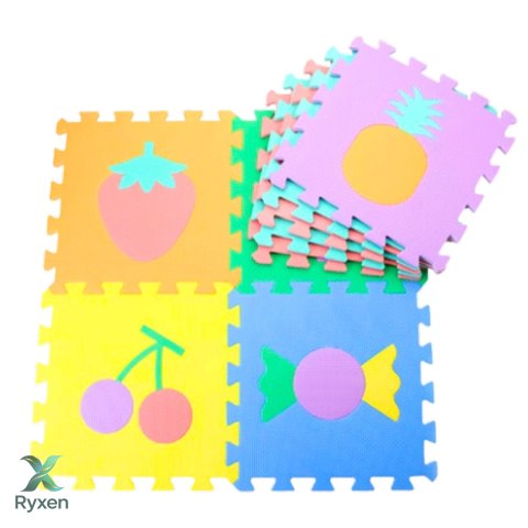 Miękkie Puzzle Mata Edukacyjna Pianka EVA Owoce Słodycze Kolorowa 16 el. LEAN TOYS