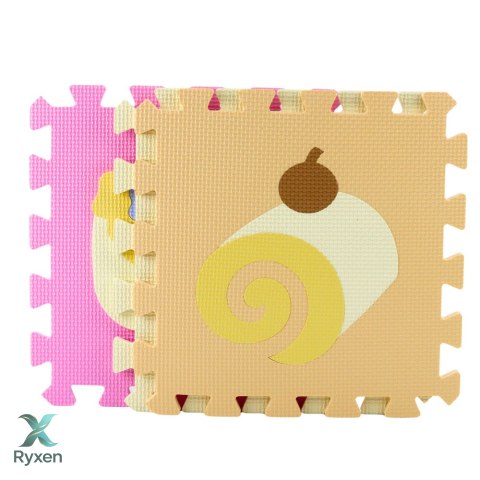 Miękkie Puzzle Mata Edukacyjna Pianka EVA Owoce Słodycze Pastelowe 16 el. LEAN TOYS