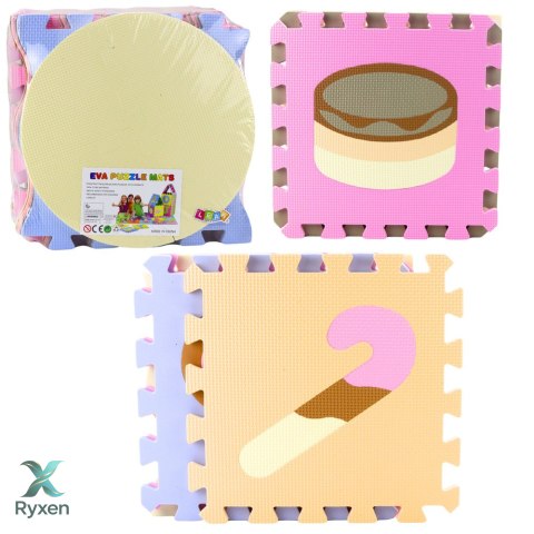 Miękkie Puzzle Mata Edukacyjna Pianka EVA Zwierzęta Pastelowe 16 el. LEAN TOYS