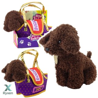 Piesek Pudel W Torbie Na Rzep Maskotka Przytulanka Ciemnobrązowy LEAN TOYS
