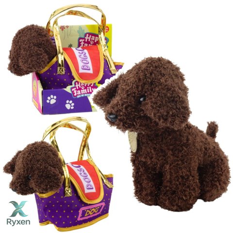 Piesek Pudel W Torbie Na Rzep Maskotka Przytulanka Ciemnobrązowy LEAN TOYS