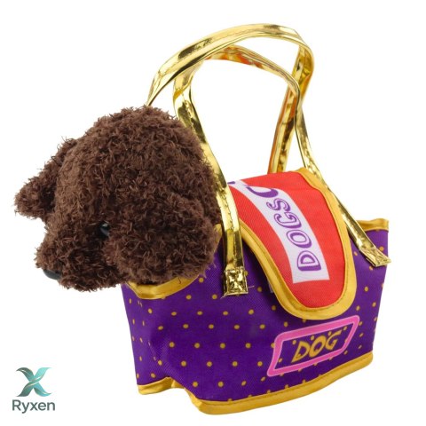 Piesek Pudel W Torbie Na Rzep Maskotka Przytulanka Ciemnobrązowy LEAN TOYS