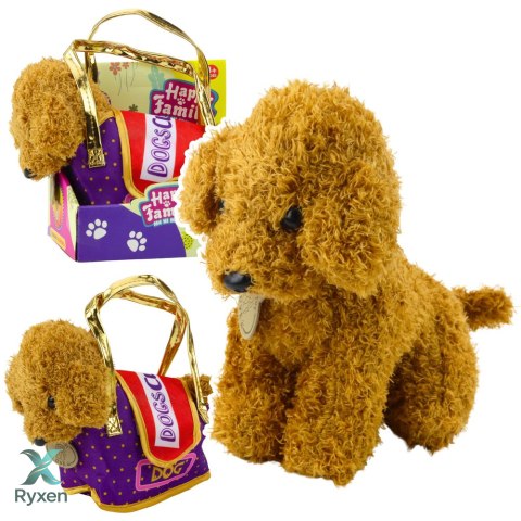 Piesek Pudel W Torbie Na Rzep Maskotka Przytulanka Jasnobrązowy LEAN TOYS