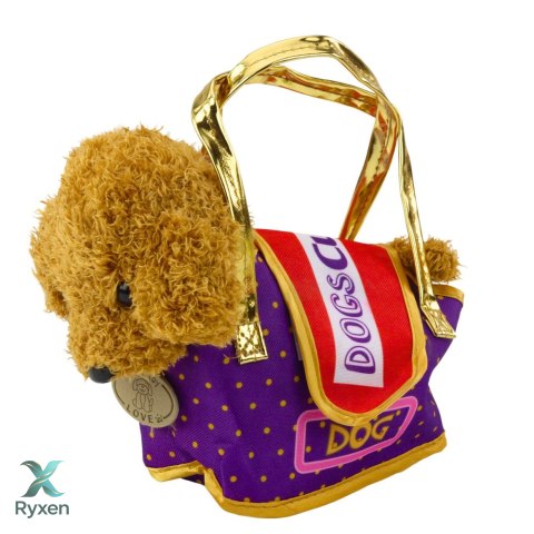 Piesek Pudel W Torbie Na Rzep Maskotka Przytulanka Jasnobrązowy LEAN TOYS