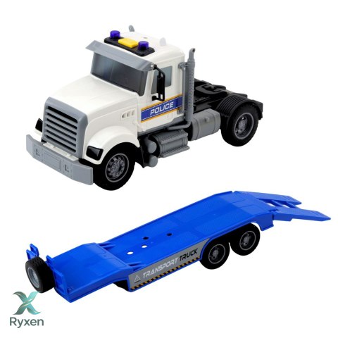 Zestaw Ciężarówka Policyjna Transportowa Helikopter Światła Dźwięki LEAN TOYS