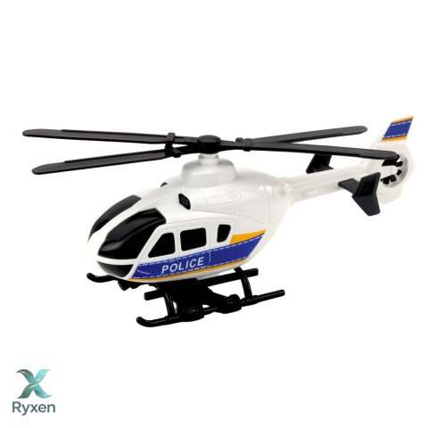 Zestaw Ciężarówka Policyjna Transportowa Helikopter Światła Dźwięki LEAN TOYS