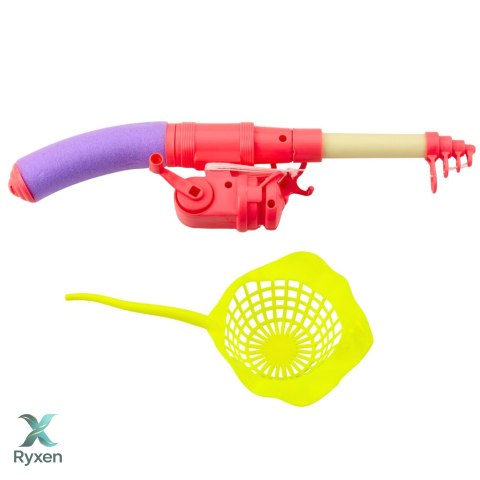 Zestaw Do Łowienia Rybek Stolik Krab 10 Rybek Wędka Sitko Różowy LEAN TOYS