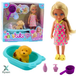Zestaw Lalka Piesek Wanna Kąpiel Akcesoria Interaktywne Dla Dziewczynek LEAN TOYS