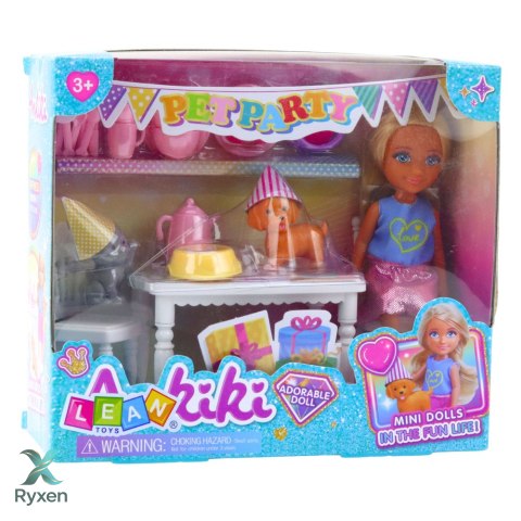 Zestaw Urodzinowy Lalka Zwierzęta Pies Kot Stół Akcesoria LEAN TOYS