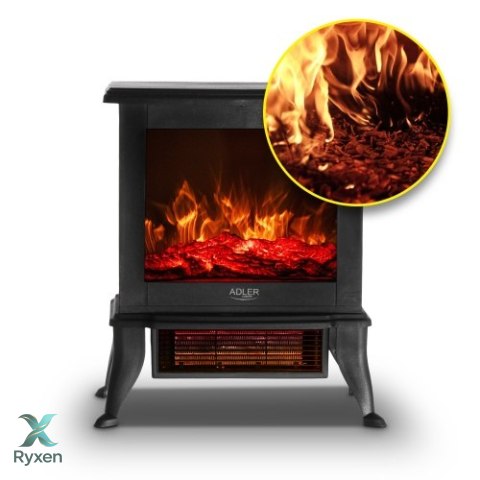 AD 7754 Kominek elektryczny | 2 poziomy grzania: 1000w / 1800w | efekt 3d płomienia | termostat ADLER