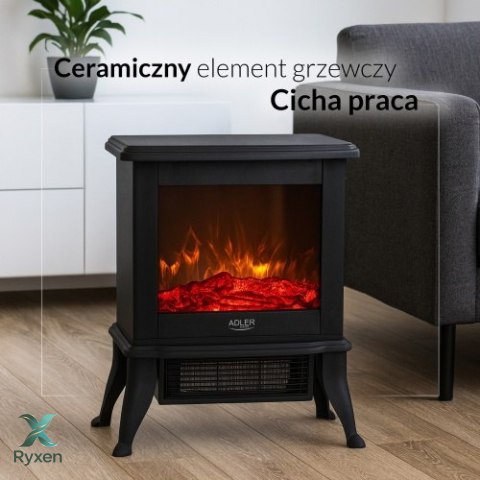 AD 7754 Kominek elektryczny | 2 poziomy grzania: 1000w / 1800w | efekt 3d płomienia | termostat ADLER