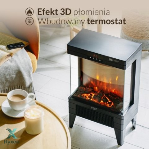 AD 7755 Kominek elektryczny led z pilotem | 3d efekt płomienia | 2 moce grzania 1000w/2000w | termostat ADLER