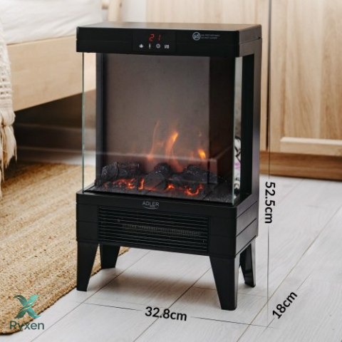 AD 7755 Kominek elektryczny led z pilotem | 3d efekt płomienia | 2 moce grzania 1000w/2000w | termostat ADLER