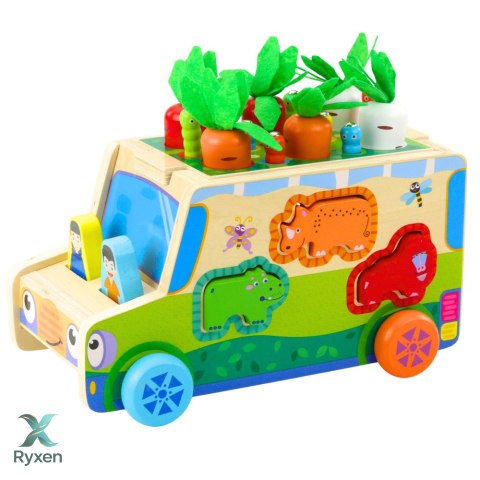 Auto Edukacyjne Drewniane Sorter Kształty Układanka Labirynt LEAN TOYS