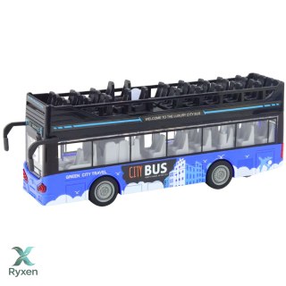 Autobus Miejski Piętrowy 1:16 Napęd Światła Dźwięki Niebieski LEAN TOYS