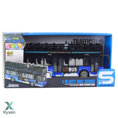 Autobus Miejski Piętrowy 1:16 Napęd Światła Dźwięki Niebieski LEAN TOYS