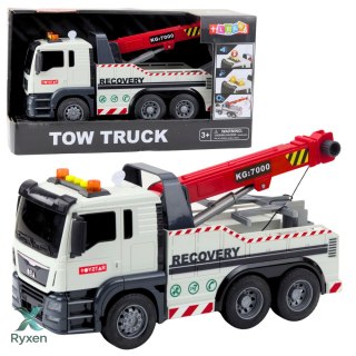 Ciężarówka Budowlana Z Regulowanym Dźwigiem Światła Dźwięki Biała LEAN TOYS