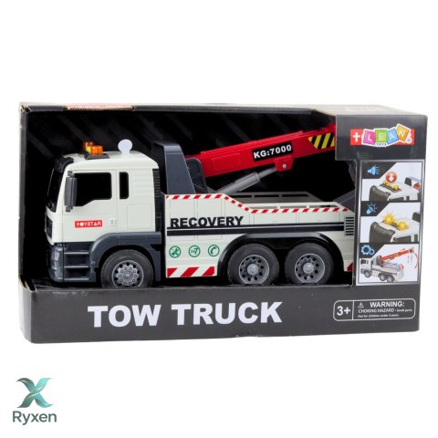 Ciężarówka Budowlana Z Regulowanym Dźwigiem Światła Dźwięki Biała LEAN TOYS