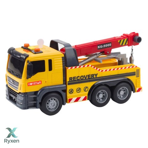 Ciężarówka Budowlana Z Regulowanym Dźwigiem Światła Dźwięki Żółta LEAN TOYS