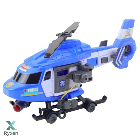 Helikopter Policyjny Hak Nosze Światła Dźwięki Niebieski 1:16 LEAN TOYS