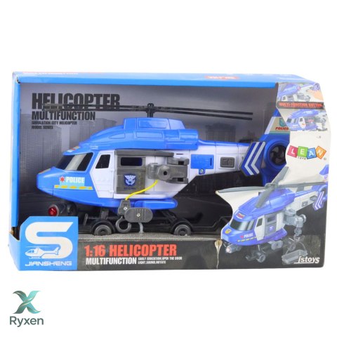 Helikopter Policyjny Hak Nosze Światła Dźwięki Niebieski 1:16 LEAN TOYS
