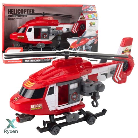 Helikopter Ratunkowy Hak Nosze Światła Dźwięki Czerwony 1:16 LEAN TOYS
