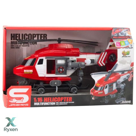 Helikopter Ratunkowy Hak Nosze Światła Dźwięki Czerwony 1:16 LEAN TOYS
