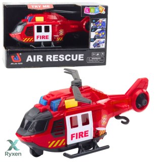 Helikopter Strażacki Z Dźwigiem Światła Dźwięki Czerwony LEAN TOYS