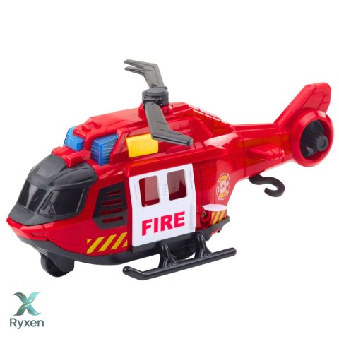 Helikopter Strażacki Z Dźwigiem Światła Dźwięki Czerwony LEAN TOYS