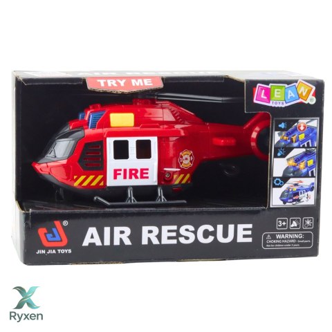Helikopter Strażacki Z Dźwigiem Światła Dźwięki Czerwony LEAN TOYS