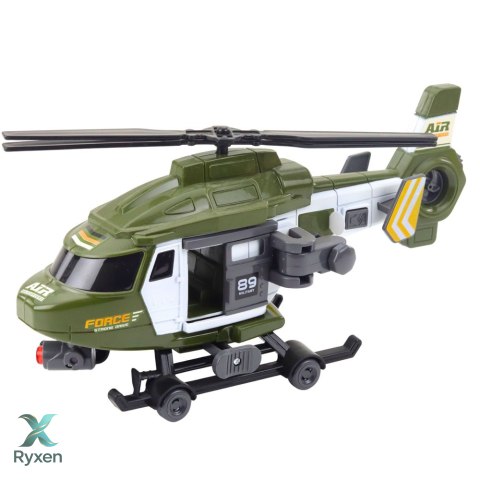 Helikopter Wojskowy Militarny Hak Nosze Światła Dźwięki Khaki 1:16 LEAN TOYS