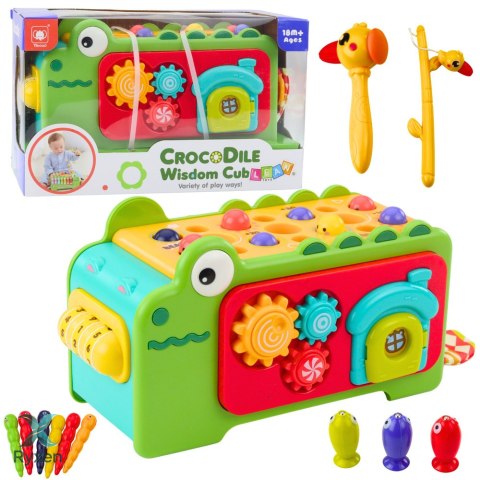 Kostka Edukacyjna Sensoryczna Cymbałki Labirynt Krokodylek LEAN TOYS