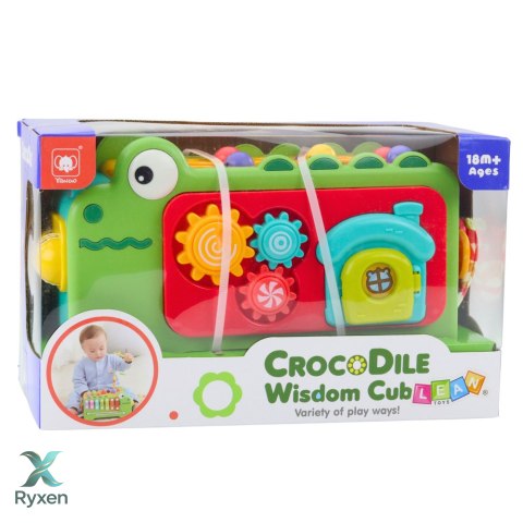 Kostka Edukacyjna Sensoryczna Cymbałki Labirynt Krokodylek LEAN TOYS