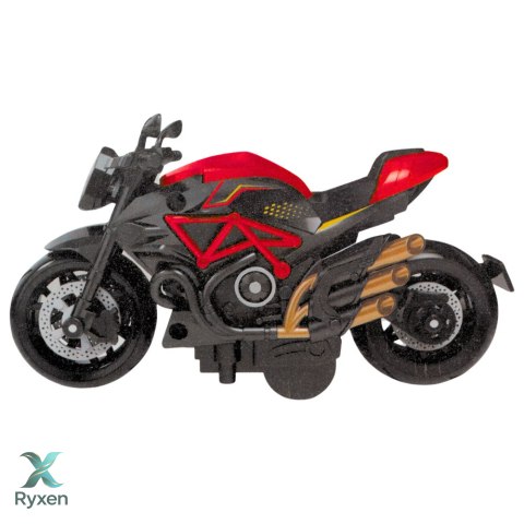 Motocykl Do Składania Skręcania Metal 1:14 DIY Czarno-Czerwony LEAN TOYS