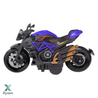 Motocykl Do Składania Skręcania Metal 1:14 DIY Czarno-Niebieski LEAN TOYS