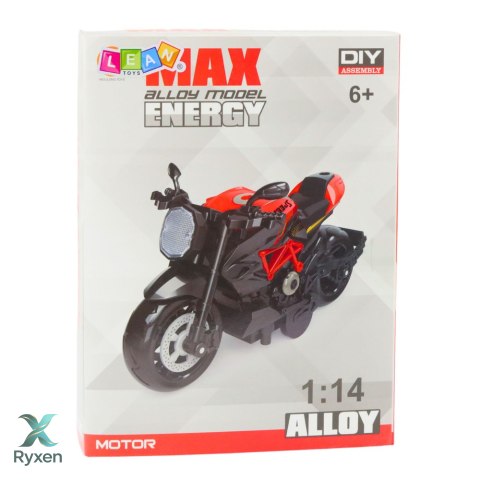 Motocykl Do Składania Skręcania Metal 1:14 DIY Czarno-Niebieski LEAN TOYS