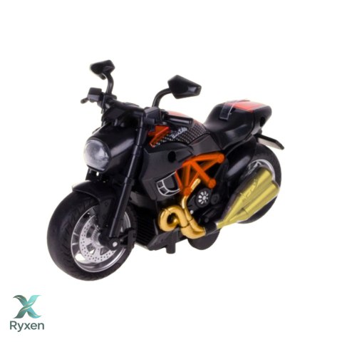 Motocykl Do Składania Skręcania Metal 1:14 DIY Czarno-Pomarańczowy LEAN TOYS