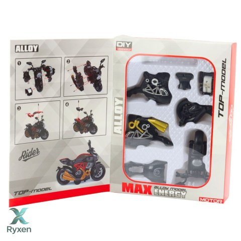 Motocykl Do Składania Skręcania Metal 1:14 DIY Czarny Złote Elementy LEAN TOYS