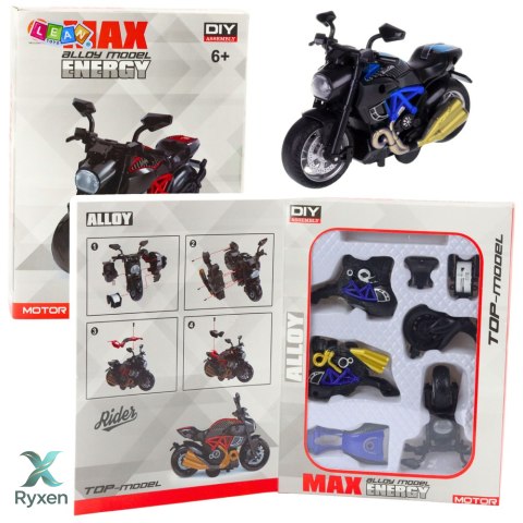 Motocykl Do Składania Skręcania Metal 1:14 DIY Niebieski LEAN TOYS