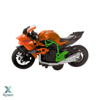 Motocykl Do Składania Skręcania Metal 1:14 DIY Pomarańczowo-Zielony LEAN TOYS