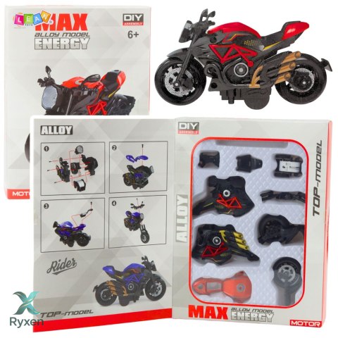 Motocykl Do Składania Skręcania Metal 1:14 DIY Pomarańczowy LEAN TOYS