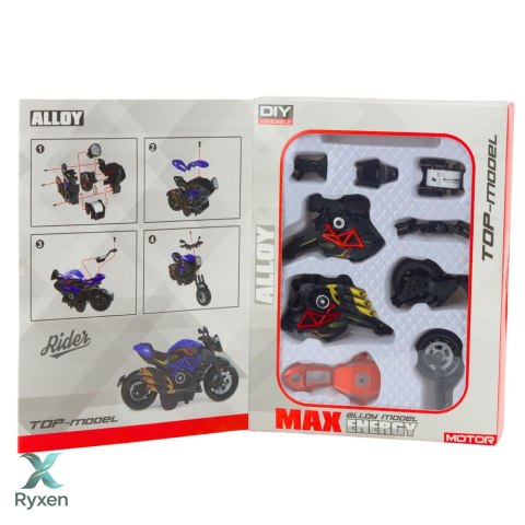Motocykl Do Składania Skręcania Metal 1:14 DIY Pomarańczowy LEAN TOYS