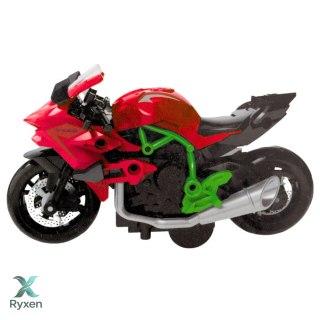 Motocykl Do Składania Skręcania Metal 1:14 DIY Zielono-Czerwony LEAN TOYS