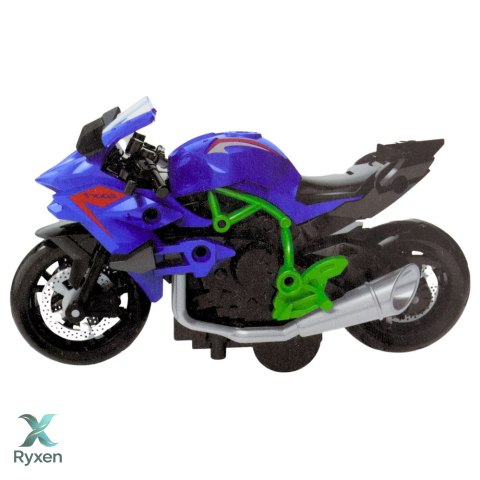 Motocykl Do Składania Skręcania Metal 1:14 DIY Zielono-Niebieski LEAN TOYS