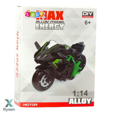 Motocykl Do Składania Skręcania Metal 1:14 DIY Zielono-Niebieski LEAN TOYS