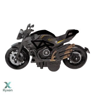 Motocykl Do Składania Skręcania Metal 1:14 DIY Złote Elementy Czarny LEAN TOYS