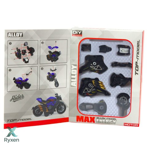 Motocykl Do Składania Skręcania Metal 1:14 DIY Złote Elementy Czarny LEAN TOYS